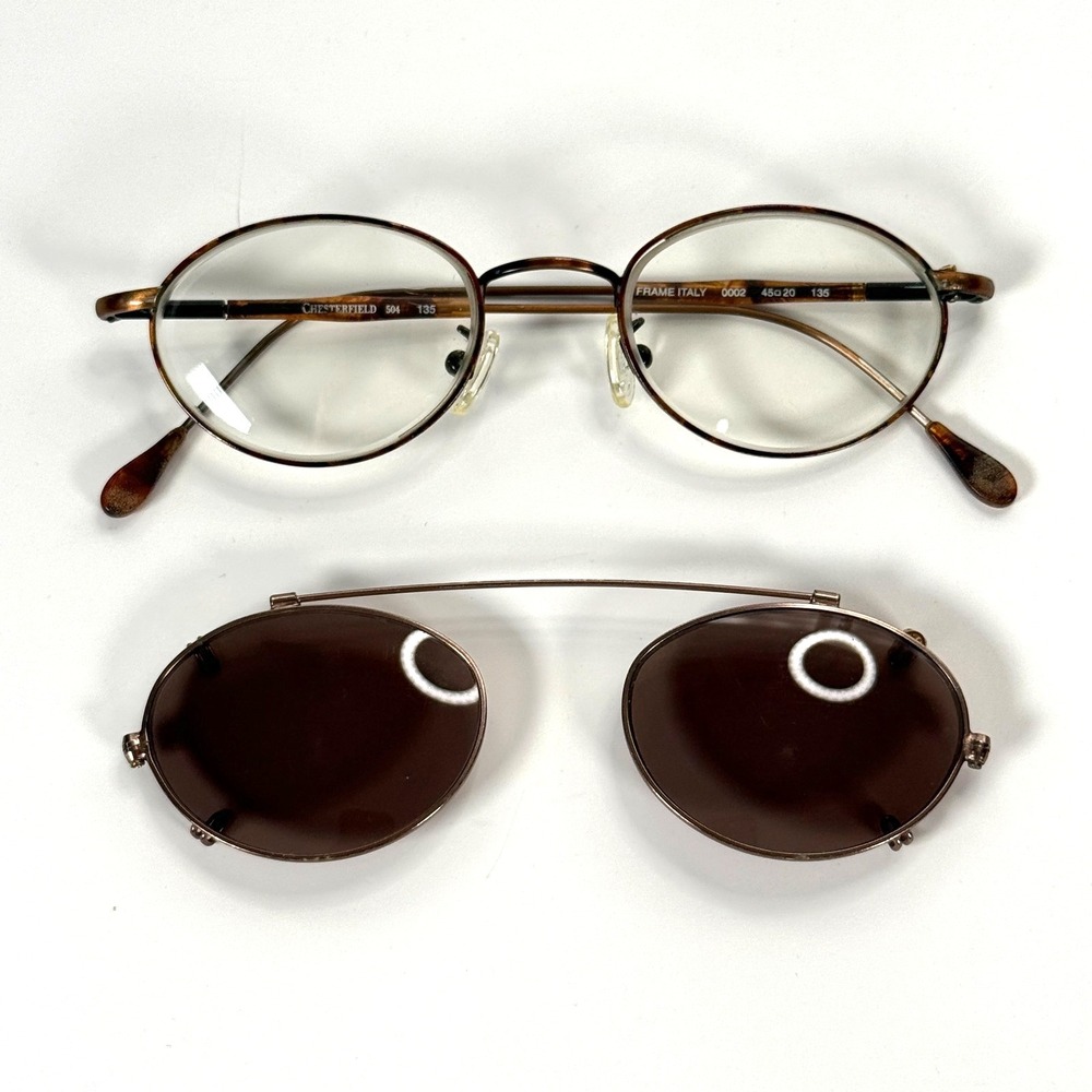 CHESTERFIELD 504 0002 Eyeglasses Frame Only w/ Sunglass Clip On 45-20-135‎ Italy
